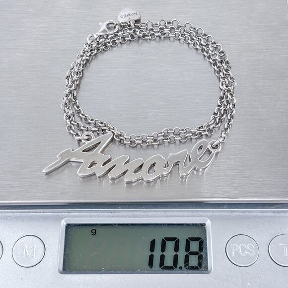 Vintage Italy Sterling Silver 925 | Amore Necklace 16.5"-18.5" - Picture 9 of 9